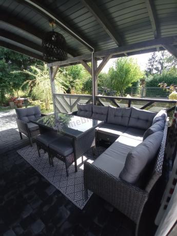 Narożne meble ogrodowe z fotelem technorattan Perata Corner – Anthracite