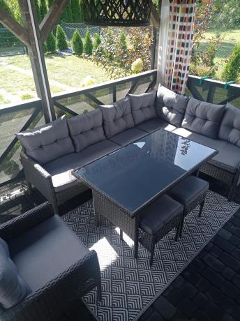 Narożne meble ogrodowe z fotelem technorattan Perata Corner – Anthracite