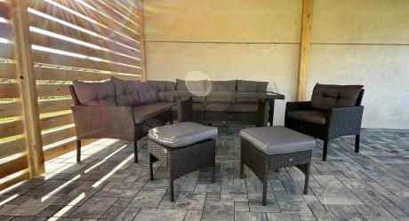 Narożne meble ogrodowe z fotelem technorattan Perata Corner – Anthracite