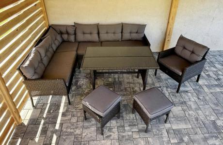 Narożne meble ogrodowe z fotelem technorattan Perata Corner – Anthracite