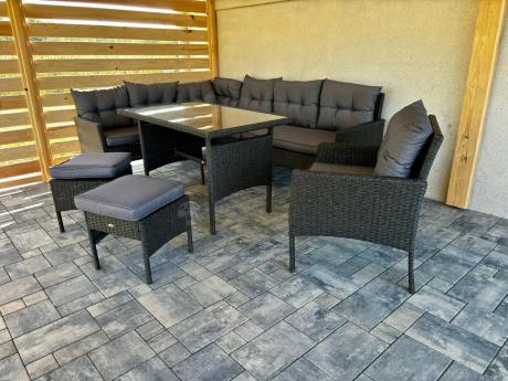 Narożne meble ogrodowe z fotelem technorattan Perata Corner – Anthracite