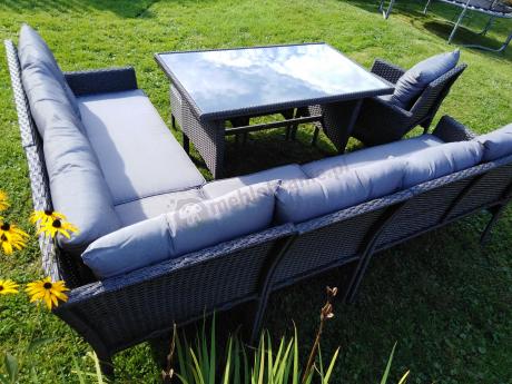 Narożne meble ogrodowe z fotelem technorattan Perata Corner – Anthracite