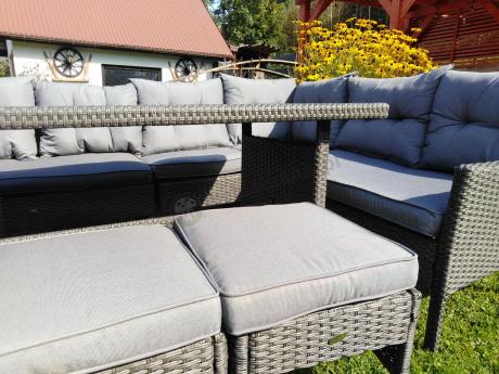 Narożne meble ogrodowe z fotelem technorattan Perata Corner – Anthracite