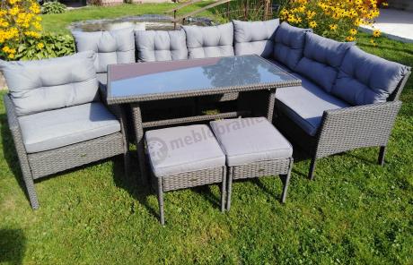 Narożne meble ogrodowe z fotelem technorattan Perata Corner – Anthracite