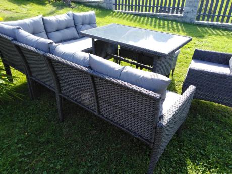 Narożne meble ogrodowe z fotelem technorattan Perata Corner – Anthracite