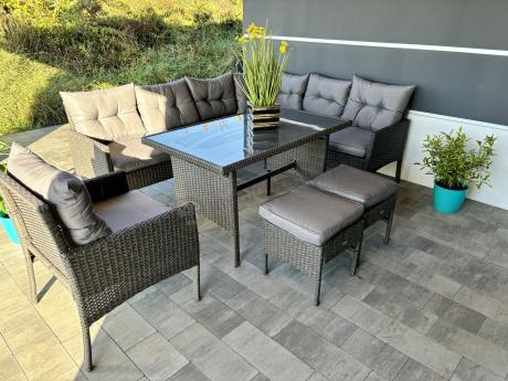 Narożne meble ogrodowe z fotelem technorattan Perata Corner – Anthracite