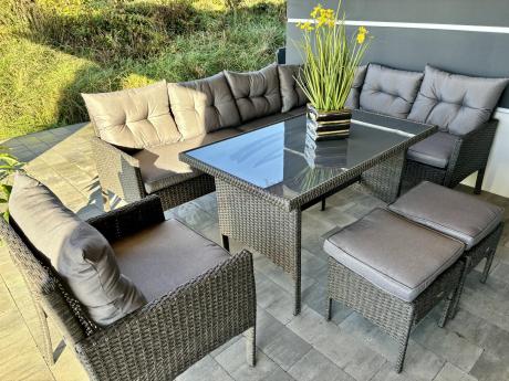 Narożne meble ogrodowe z fotelem technorattan Perata Corner – Anthracite