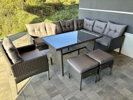 Narożne meble ogrodowe z fotelem technorattan Perata Corner – Anthracite