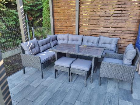 Narożne meble ogrodowe z fotelem technorattan Perata Corner – Anthracite