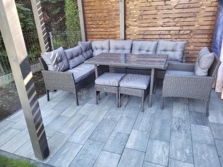 Narożne meble ogrodowe z fotelem technorattan Perata Corner – Anthracite