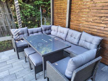 Narożne meble ogrodowe z fotelem technorattan Perata Corner – Anthracite