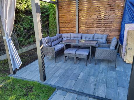 Narożne meble ogrodowe z fotelem technorattan Perata Corner – Anthracite