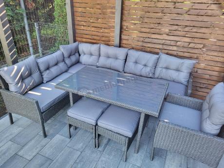 Narożne meble ogrodowe z fotelem technorattan Perata Corner – Anthracite