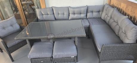 Narożne meble ogrodowe z fotelem technorattan Perata Corner – Anthracite