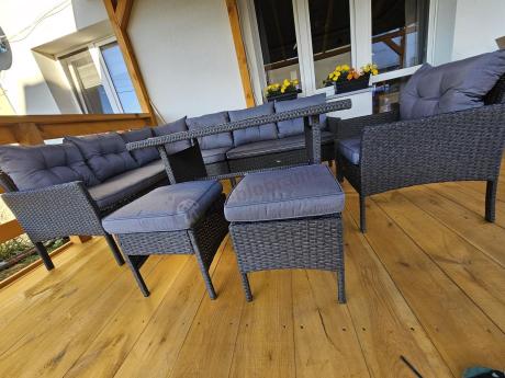 Narożne meble ogrodowe z fotelem technorattan Perata Corner – Anthracite