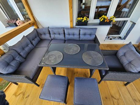 Narożne meble ogrodowe z fotelem technorattan Perata Corner – Anthracite