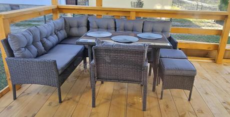 Narożne meble ogrodowe z fotelem technorattan Perata Corner – Anthracite