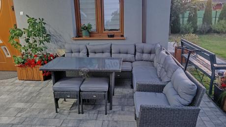 Narożne meble ogrodowe z fotelem technorattan Perata Corner – Anthracite