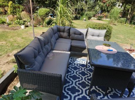 Narożne meble ogrodowe z fotelem technorattan Perata Corner – Anthracite