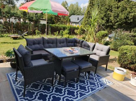 Narożne meble ogrodowe z fotelem technorattan Perata Corner – Anthracite