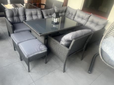 Narożne meble ogrodowe z fotelem technorattan Perata Corner – Anthracite