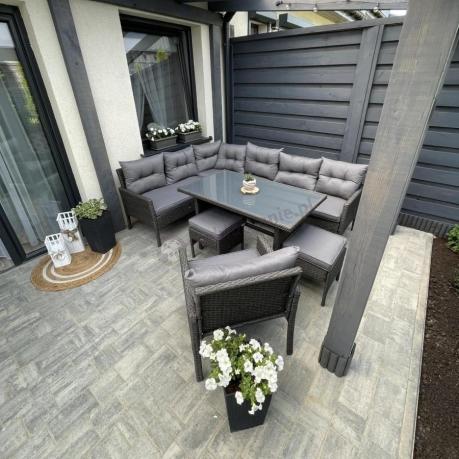 Narożne meble ogrodowe z fotelem technorattan Perata Corner – Anthracite