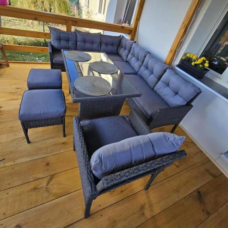 Narożne meble ogrodowe z fotelem technorattan Perata Corner – Anthracite