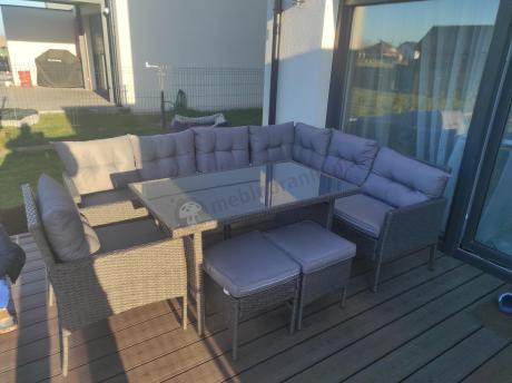 Narożne meble ogrodowe z fotelem technorattan Perata Corner – Anthracite