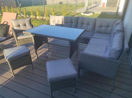 Narożne meble ogrodowe z fotelem technorattan Perata Corner – Anthracite