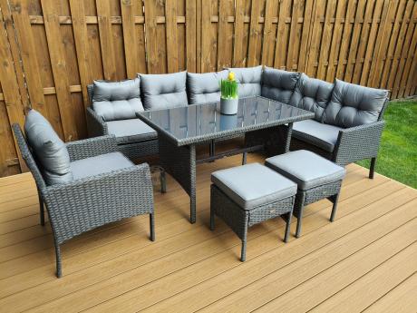 Narożne meble ogrodowe z fotelem technorattan Perata Corner – Anthracite