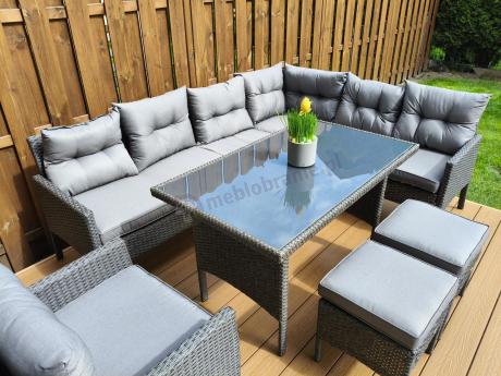 Narożne meble ogrodowe z fotelem technorattan Perata Corner – Anthracite