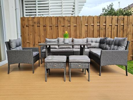 Narożne meble ogrodowe z fotelem technorattan Perata Corner – Anthracite