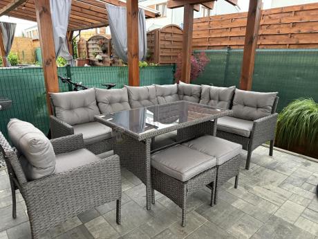 Narożne meble ogrodowe z fotelem technorattan Perata Corner – Anthracite