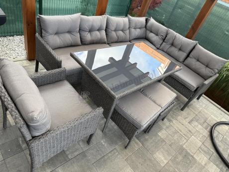 Narożne meble ogrodowe z fotelem technorattan Perata Corner – Anthracite