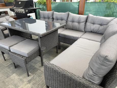 Narożne meble ogrodowe z fotelem technorattan Perata Corner – Anthracite