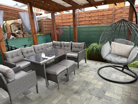 Narożne meble ogrodowe z fotelem technorattan Perata Corner – Anthracite