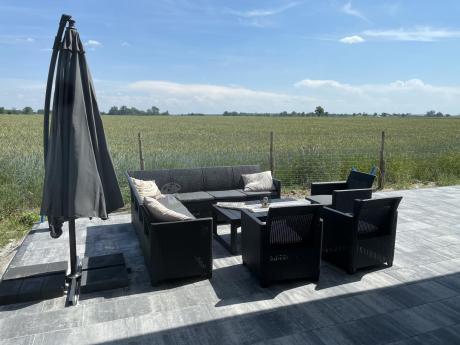 Narożnik dla 10 osób 172 x 272cm ze stolikiem podnoszonym i trzema fotelami - grafitowy