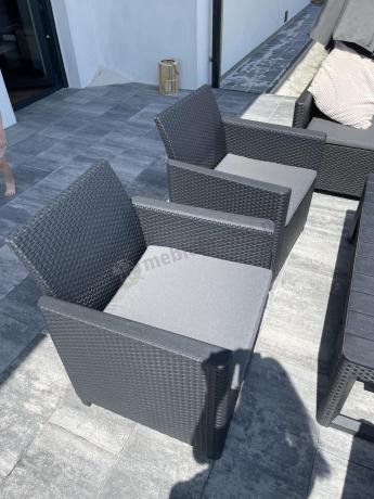 Narożnik dla 10 osób 172 x 272cm ze stolikiem podnoszonym i trzema fotelami - grafitowy