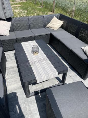 Narożnik dla 10 osób 172 x 272cm ze stolikiem podnoszonym i trzema fotelami - grafitowy