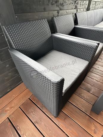 Narożnik dla 10 osób 172 x 272cm ze stolikiem podnoszonym i trzema fotelami - grafitowy