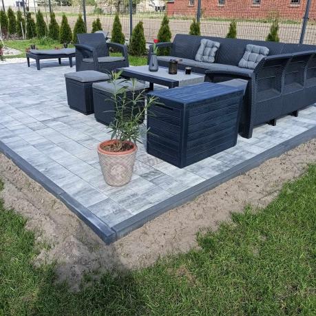 Narożnik do ogrodu Relly VII grafit ze stołem podnoszonym i fotelem + pufy