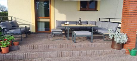 Narożnik modułowy 280x220cm ze stołem obiadowym i 2 fotelami Panaon GW