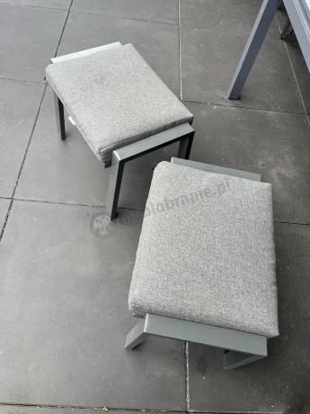 Narożnik na taras na metalowym stelażu ze stołem 160cm i pufami - Sodor Corner XXL - Dark Grey