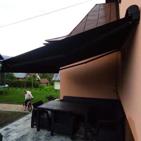 Narożnik na taras Rellme VI ze stołem obiadowym i 2 fotelami grafit
