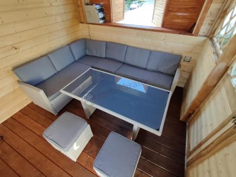 Narożnik na taras z wysokim stołem Cofete Light Grey technorattan