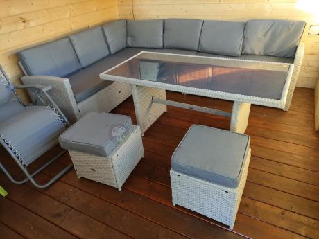 Narożnik na taras z wysokim stołem Cofete Light Grey technorattan