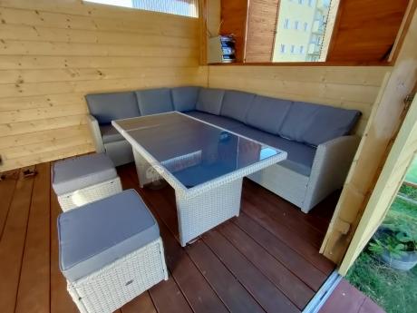 Narożnik na taras z wysokim stołem Cofete Light Grey technorattan