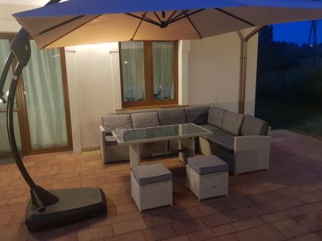 Narożnik na taras z wysokim stołem Cofete Light Grey technorattan