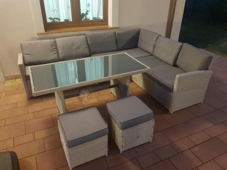 Narożnik na taras z wysokim stołem Cofete Light Grey technorattan