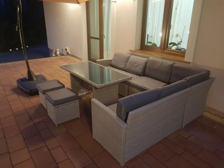 Narożnik na taras z wysokim stołem Cofete Light Grey technorattan